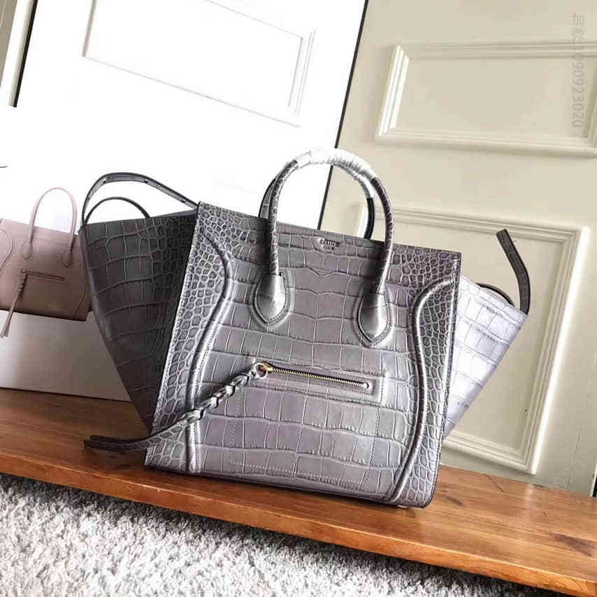 赛琳Celine Phantom鳄鱼纹牛皮幻影蝙蝠包