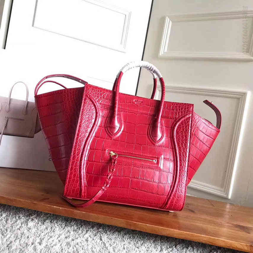 赛琳Celine Phantom鳄鱼纹牛皮幻影蝙蝠包