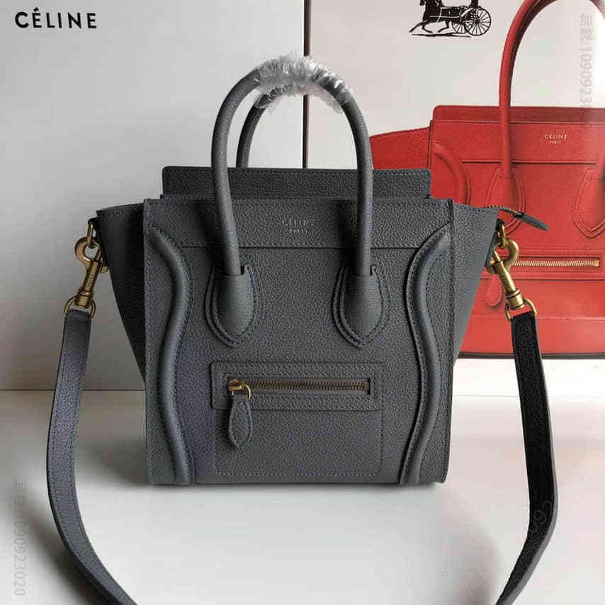 Celine新色笑脸包 NANO LUGGAGE牛皮手袋20cm