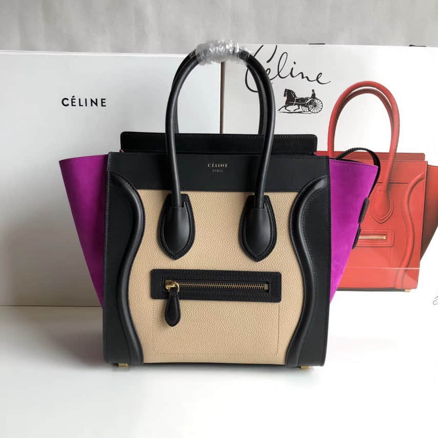 奢侈品牌赛琳女士手提包 Celine新色笑脸包 NANO LUGGAGE牛皮手袋26cm C63427