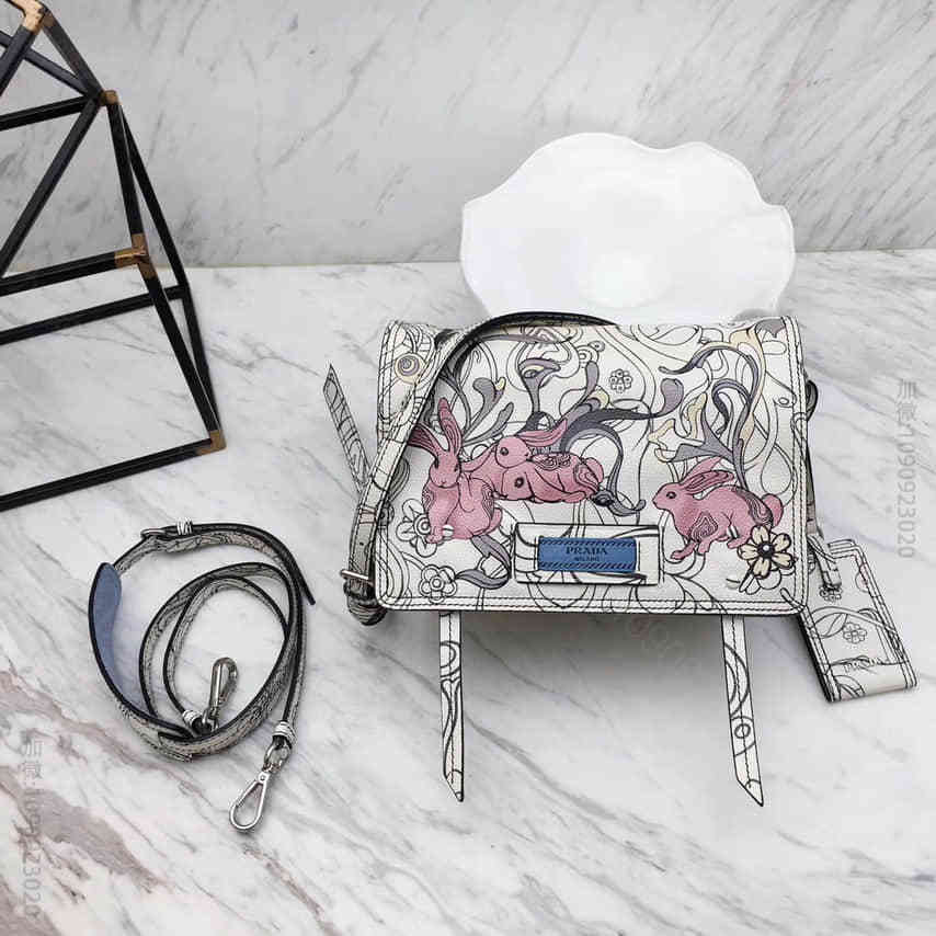 Prada Etiquette兔子图案印花手袋 1BD082_2EAO_F0...