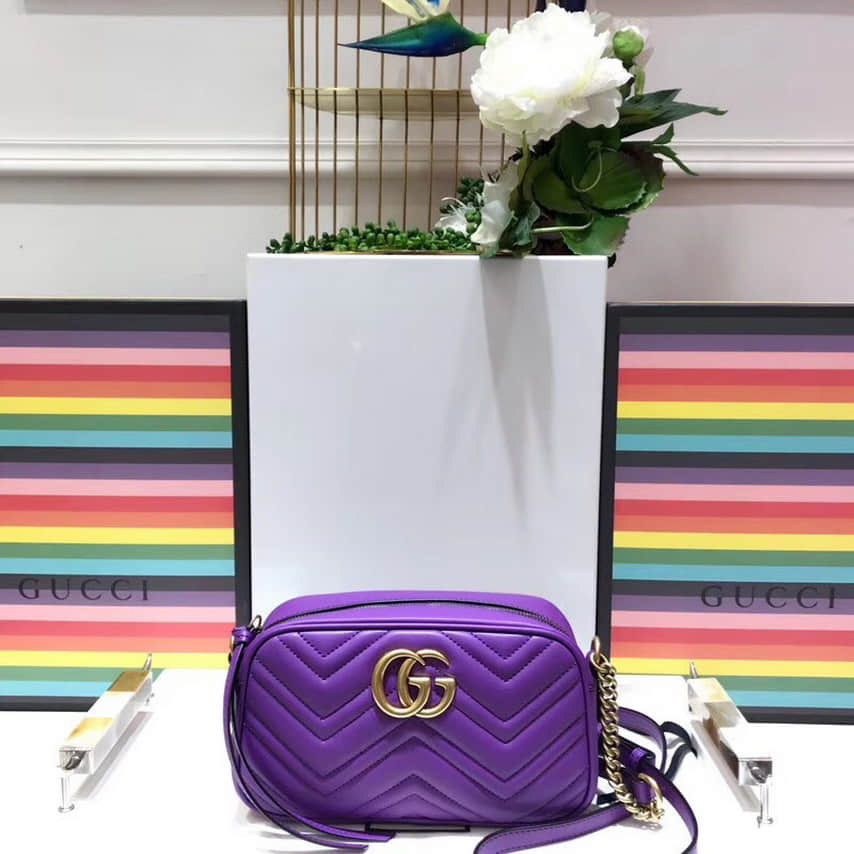 Gucci古驰 GG Marmont系列小号绗缝肩背包 447632紫色