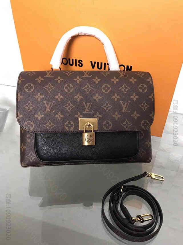 LV路易威登 18新款MARIGNAN老花邮差包女包 M44259黑色