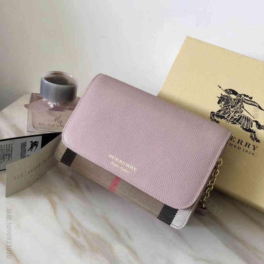 Burberry 博柏利 House 格纹拼皮革钱夹单肩包