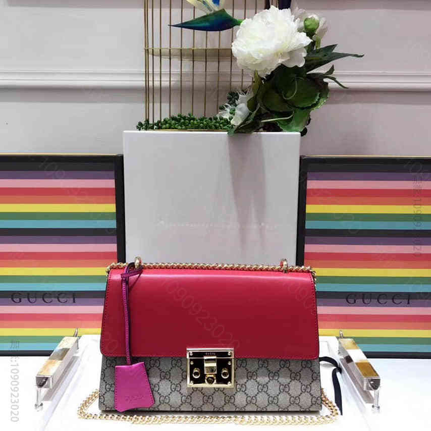 Gucci古驰/Padlock系列女包单肩包酷奇女士斜挎链条包409486