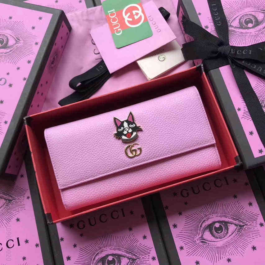 Gucci古驰/2023早春新款狗头限量版萌萌长夹翻盖钱包499324