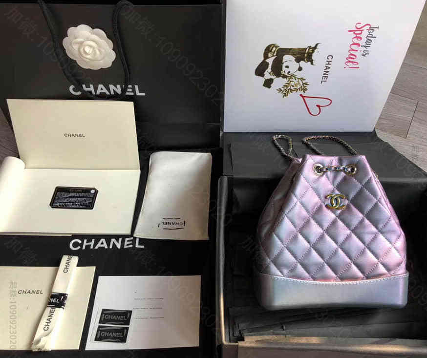 Chanel/香奈儿秋冬幻彩紫Gabrielle菱格双肩包 链条流浪包 渐变...
