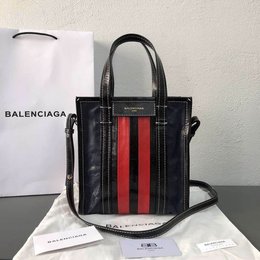 Balenciaga巴黎世家 bazar shopper 小号购物袋 条纹 ...