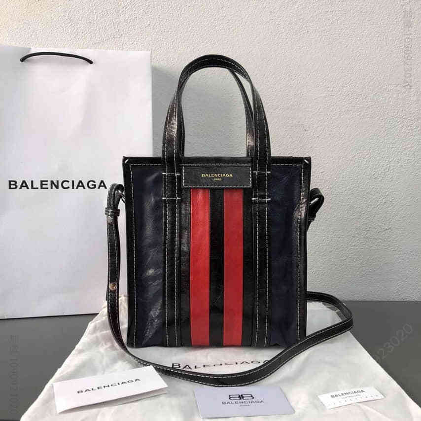 Balenciaga巴黎世家 bazar shopper 小号购物袋 条纹 单肩斜挎包