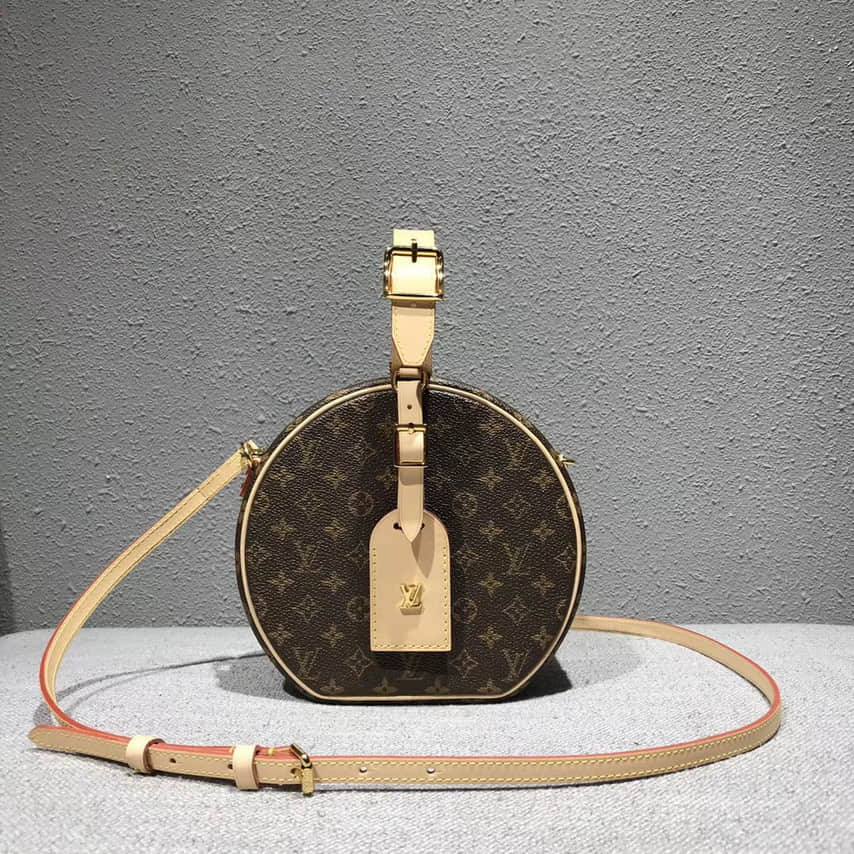 Louis Vuitton路易威登lv2018新款女士涂层帆布手提小圆包M4...