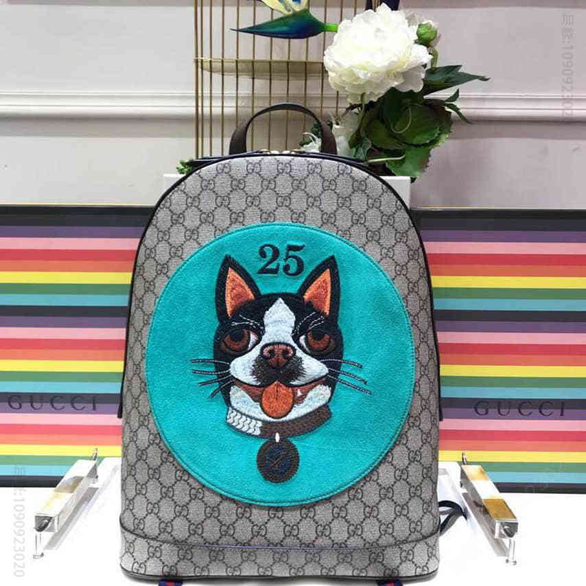 Gucci古驰/刺绣波士顿梗犬Bosco狗狗图案背包505372