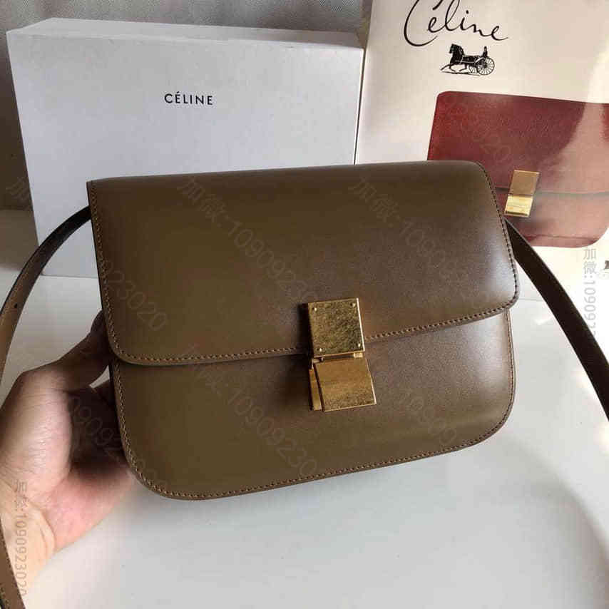 CELINE 赛琳全新升级classic box 焦糖色水晶皮金扣