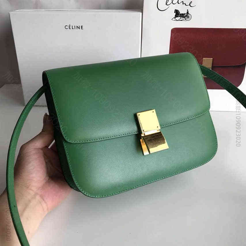 CELINE 赛琳全新升级classic box 草绿手搓纹金扣