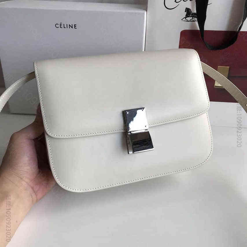 CELINE 赛琳全新升级classic box 冰白手搓纹银扣