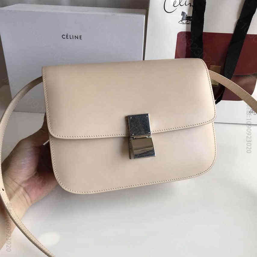 CELINE 赛琳全新升级classic box 杏黄手搓纹银扣