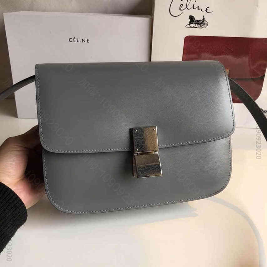 CELINE 赛琳全新升级classic box 熔岩灰手搓纹银扣