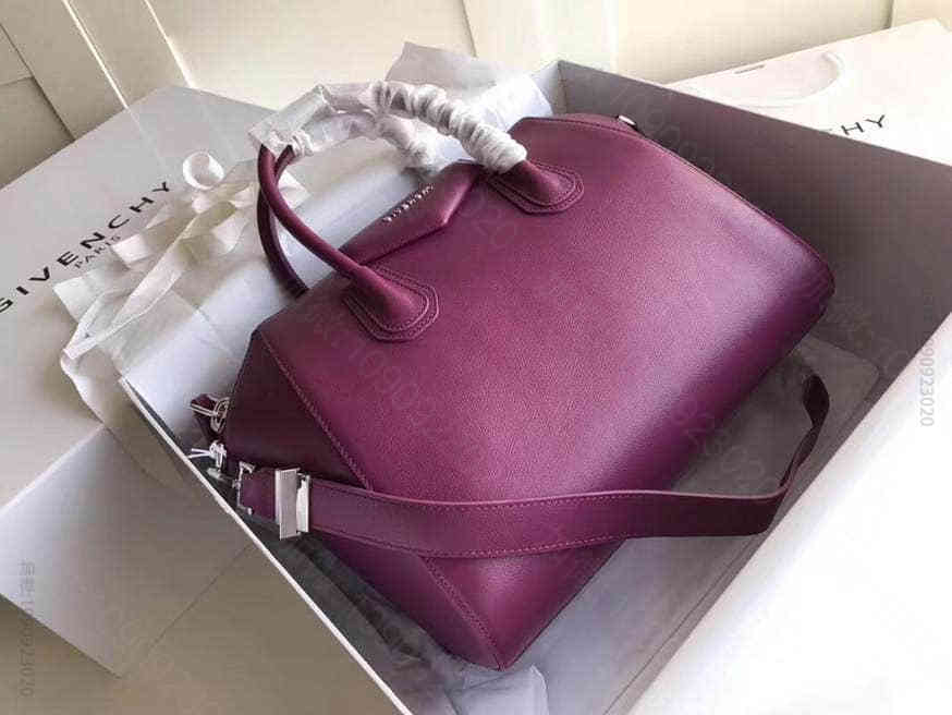 GIVENCHY经典款Antigona tote山羊皮白线大号手提女包 紫色
