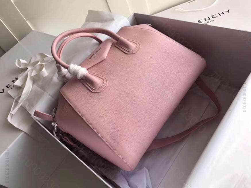 原单GIVENCHY Antigona tote山羊皮白线大号手提女包 粉色