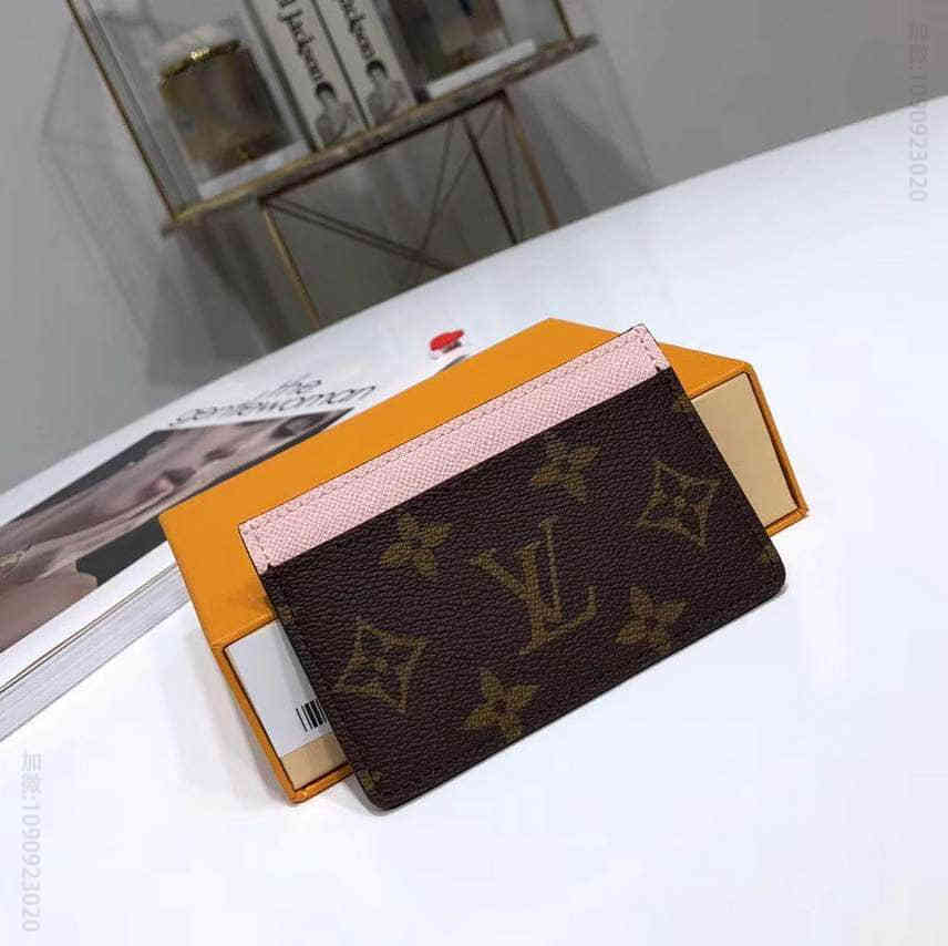 LV路易威登Monogram帆布制卡片夹 粉色