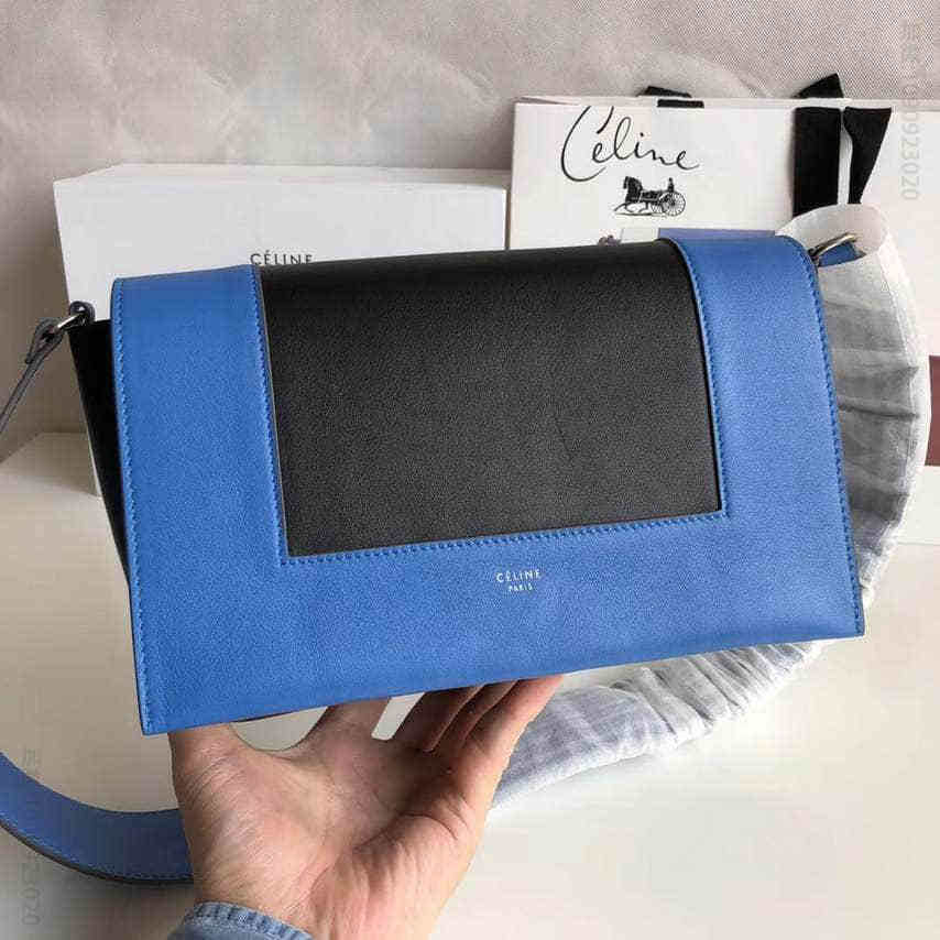 celine/赛琳 Frame 18新款拼色宽肩带翻盖撞色单肩包