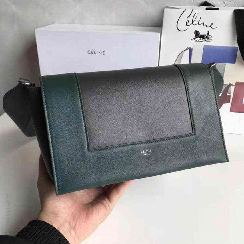 celine/赛琳 Frame 18新款拼色宽肩带翻盖撞色单肩包