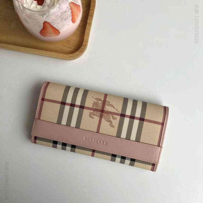 Burberry博柏利B家经典两折钱夹 粉色