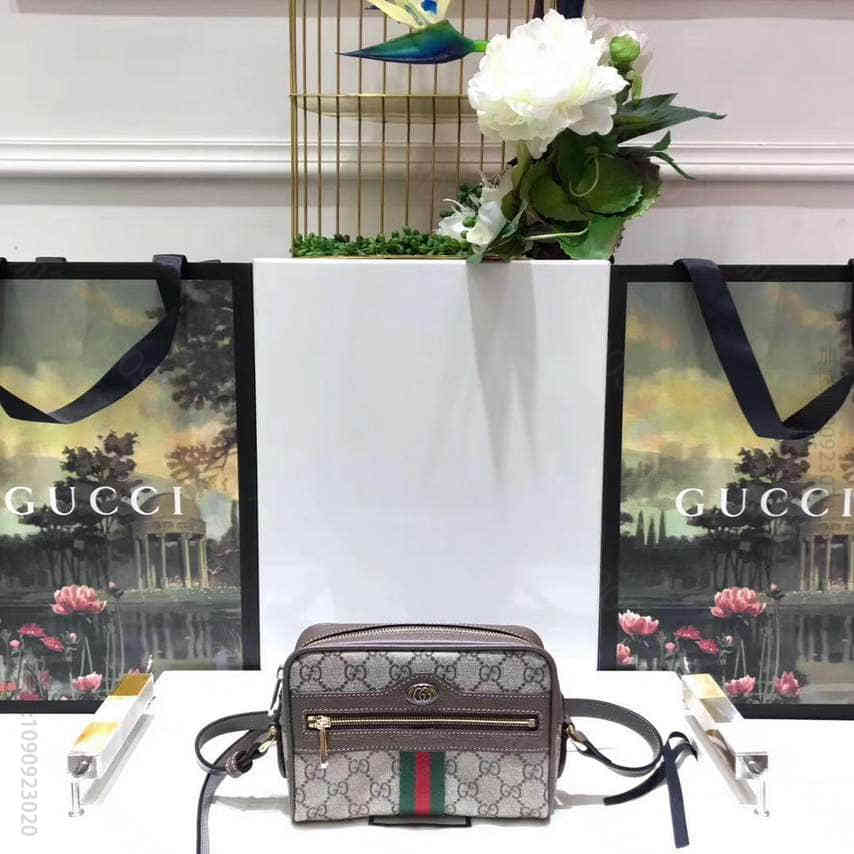 Gucci古驰/Ophidia GG Supreme复古双G帆布单肩斜挎包5...
