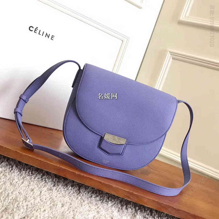 celine/赛琳23CM薰衣紫手掌纹马鞍包