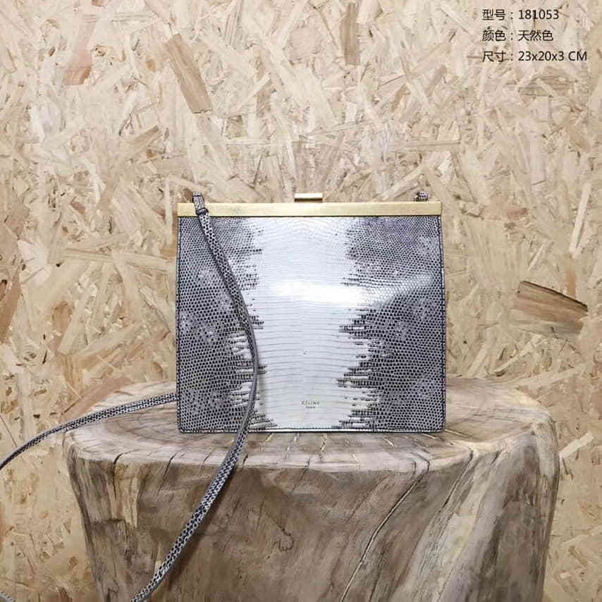 赛琳/Celine Mini Clasp蜥蜴皮斜挎包 181053天然色