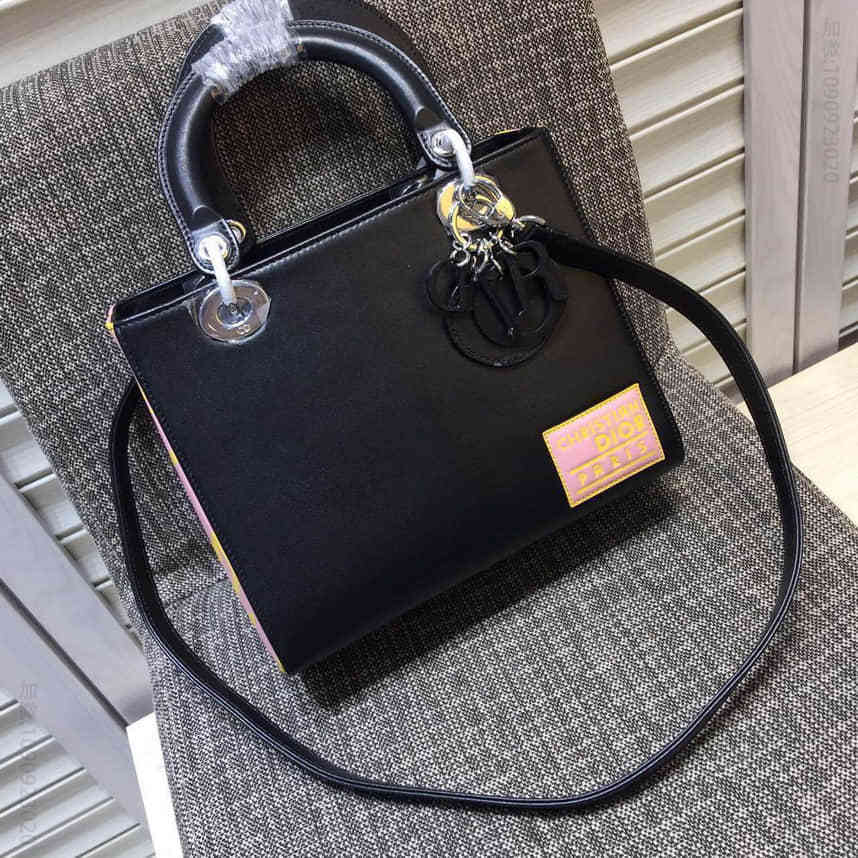 dior lady 戴妃五格 型号77166黑/粉