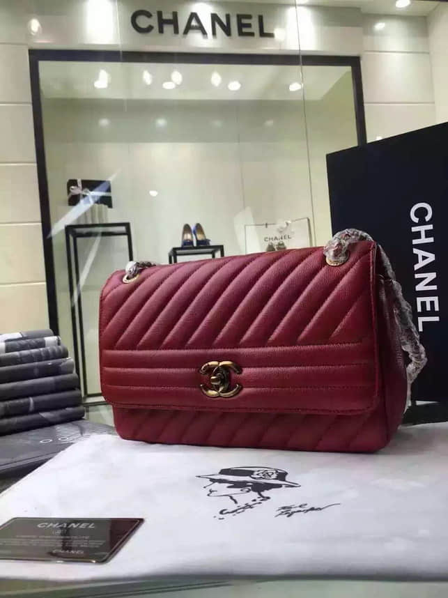 A26597_Chanel 2016专柜最新海外原单山羊纹包包 红色