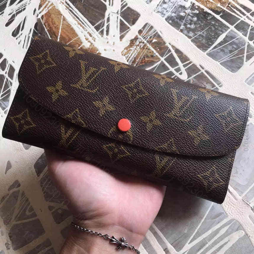 LV包包正品女包钱包EMILIE钱夹 M60696橘色 外贸原单包包牛皮