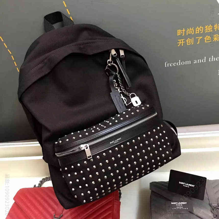 圣罗兰Saintlaurent DELAVE进口帆布钉钉背包 美国品牌双肩包