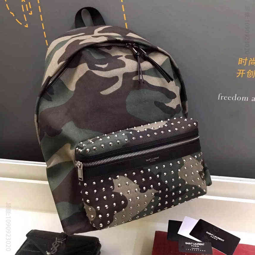 圣罗兰SAINT LAURENT 经典狩猎迷彩双肩背包 日本品牌双肩包