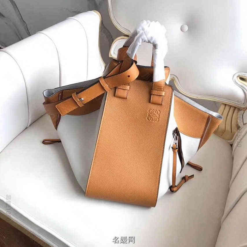 LOEWE罗意威 2023新款Hammock系列荔枝皮拼色手提包吊床包 大号