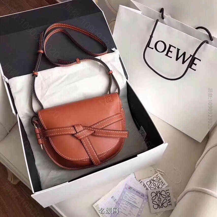 LOEWE罗意威 2023新款蝴蝶结Gate手袋 0301款 棕色小号