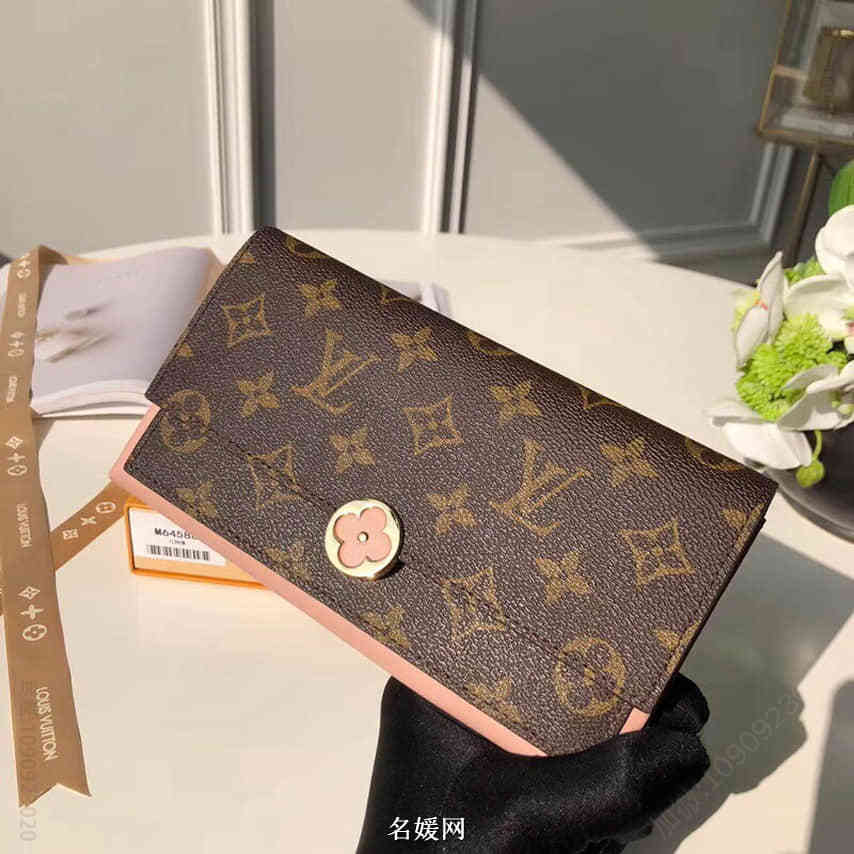 LV/路易威登 老花拼色花朵饰钉长款Flore钱夹 M64586