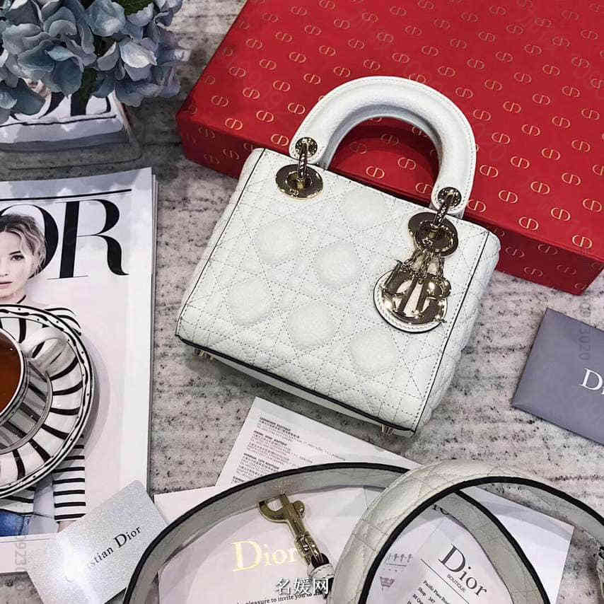 迪奥/DIOR 2023新款 Lady Dior mini三格粒面小牛皮手提...