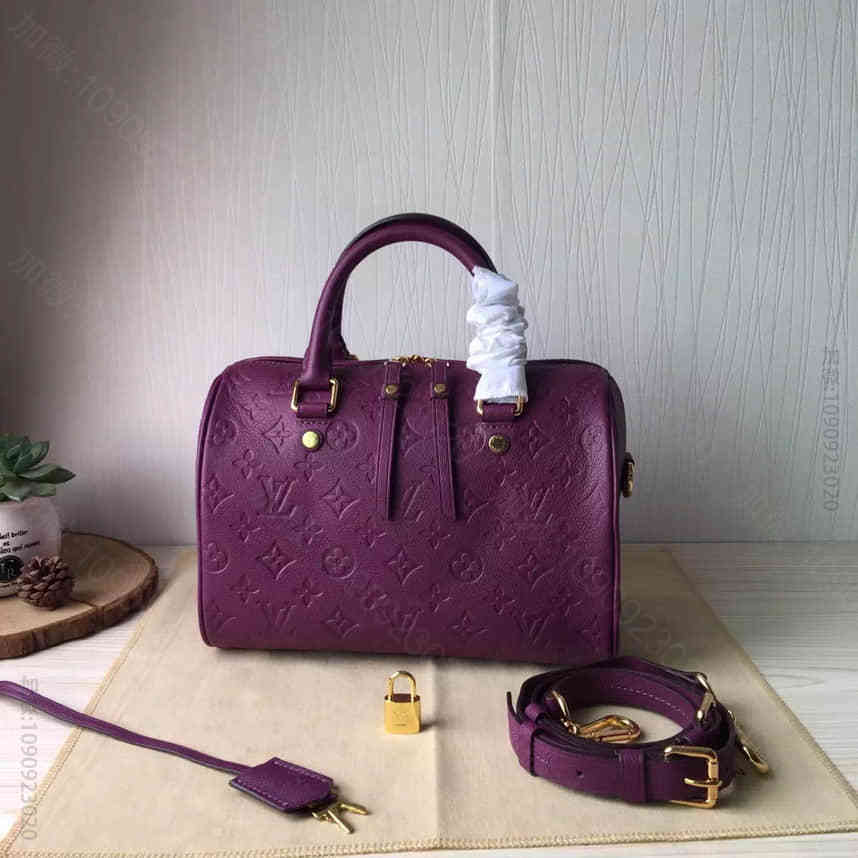 LV M40753紫色 SPEEDY 25系列手袋 a货包包和a货翡翠