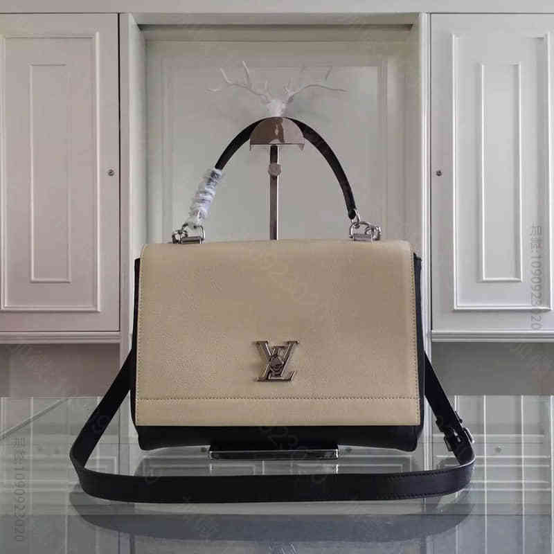 LV50250 范冰冰同款 钯铜LV扭锁封口 黑拼白 中高端包包品牌