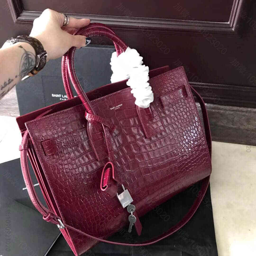 YSL/圣罗兰 sac de jour 鳄鱼压花皮革手提包 378299
