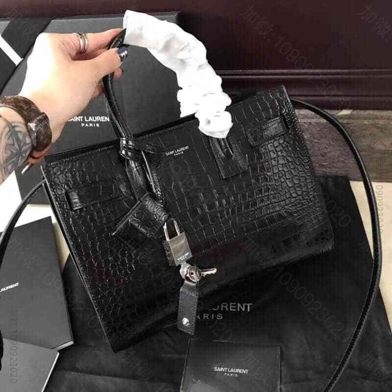 YSL/圣罗兰 sac de jour 鳄鱼压花皮革手提包 377183