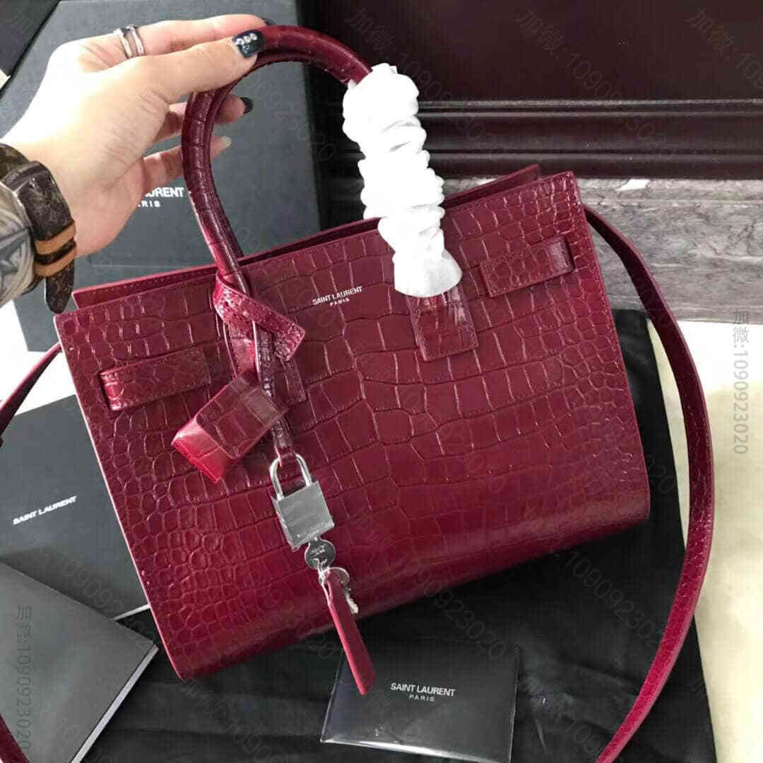 YSL/圣罗兰 sac de jour 鳄鱼压花皮革手提包 377183