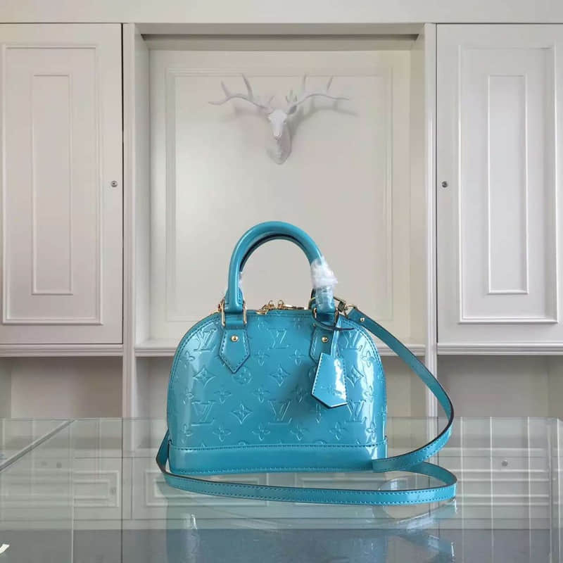Louis Vuitton LV91585 漆皮贝壳包小号 青色 实体店卖精仿包包