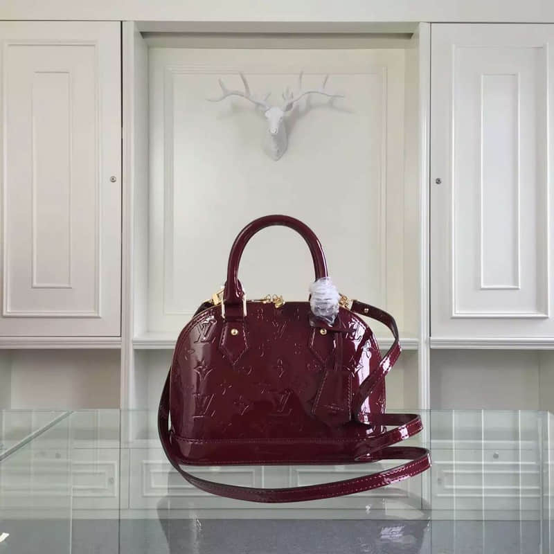 Louis Vuitton LV91585 酒红色 漆皮贝壳包小号 1比1精...
