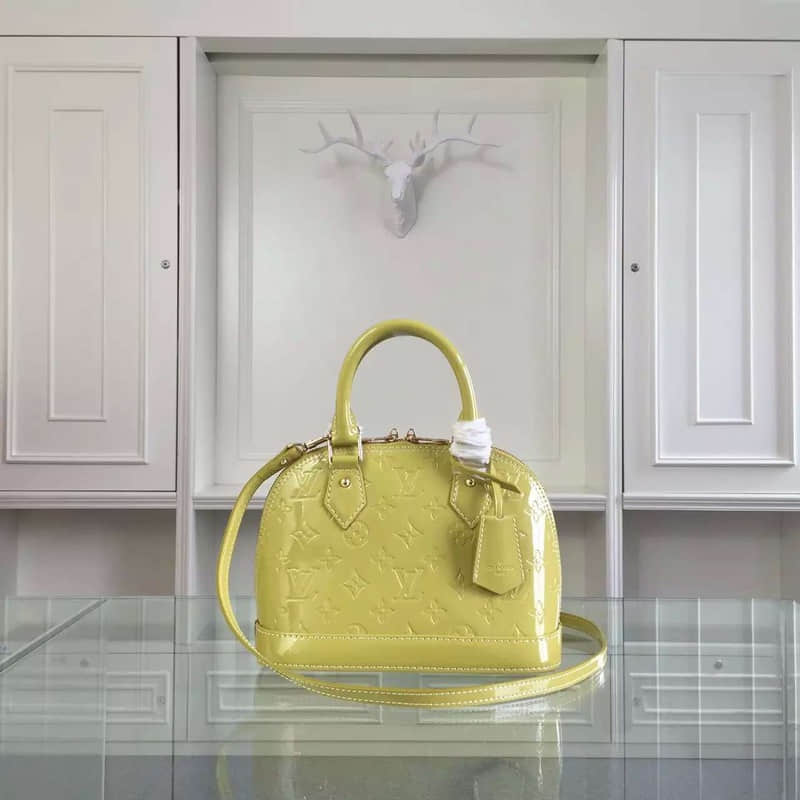 Louis Vuitton LV91585 柠檬黄 漆皮贝壳包小号 法国路易...