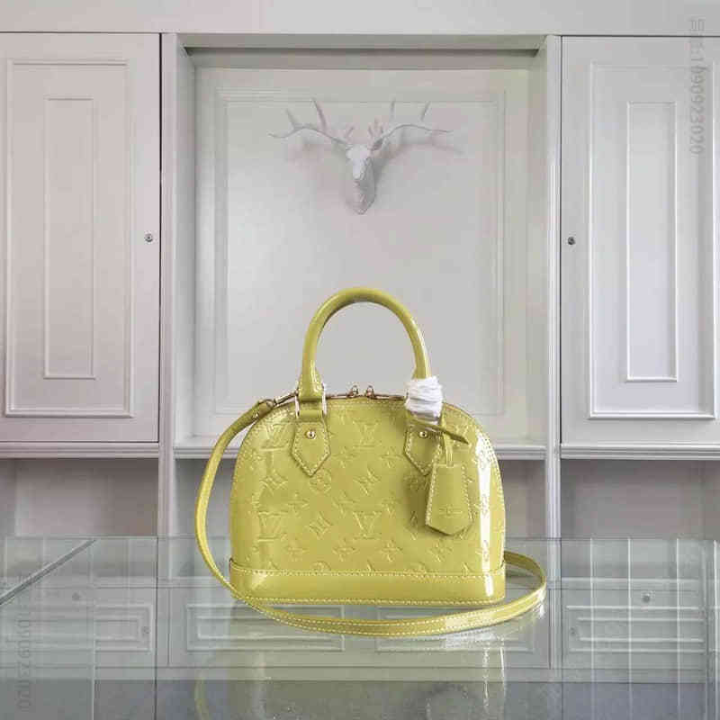 Louis Vuitton LV91585 柠檬黄 漆皮贝壳包小号 法国路易威登精仿包包