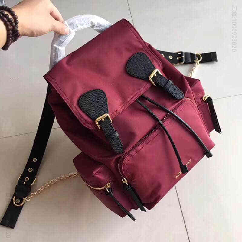 巴宝莉/Burberry 老鼠货 中号尼龙拼皮革军旅背包