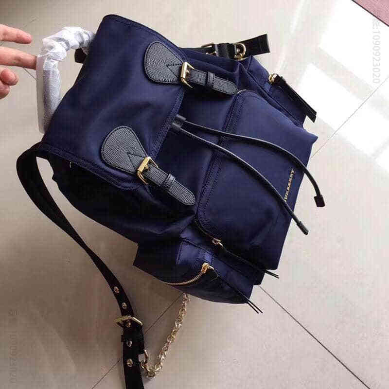 巴宝莉/Burberry 老鼠货 中号尼龙拼皮革军旅背包
