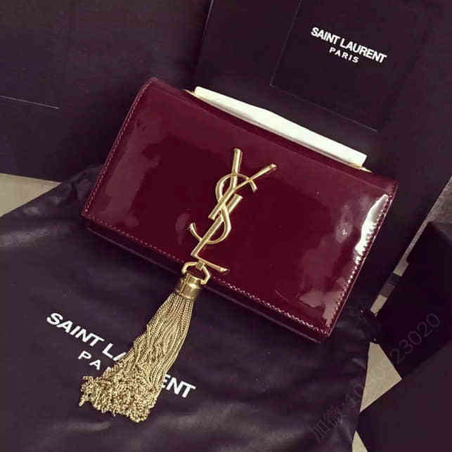 YSL 圣罗兰354120 女士真漆皮休闲链条单肩斜跨包手拿包 原版包包代理